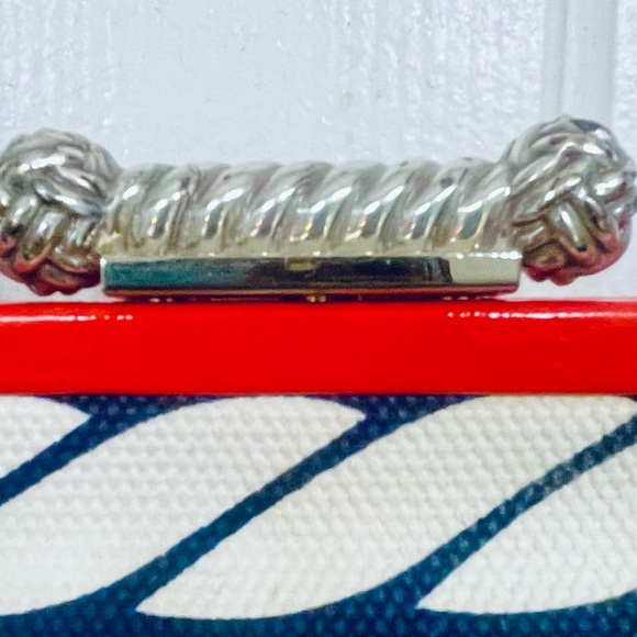 Brighton Red White Blue Canvas Chain Clutch Bag - Picture 6 of 7